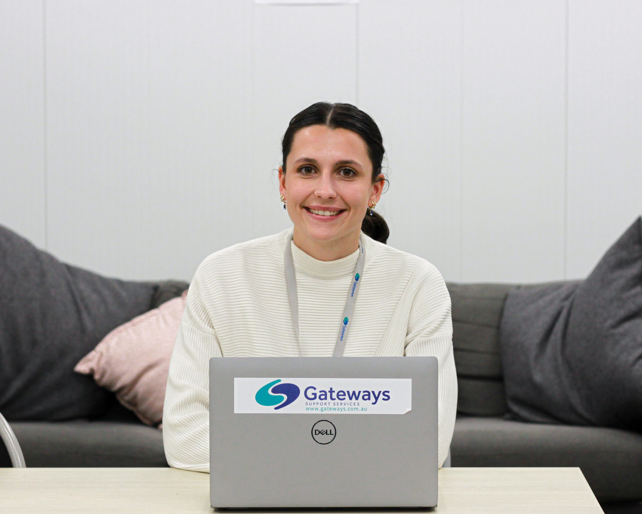 Female student sitting at her laptop